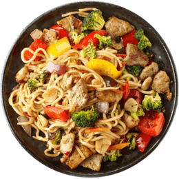 Chicken Noodles - Spicy chicken noodles with vegetables and special sauce